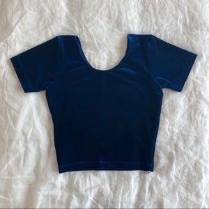 Blue velvet crop top